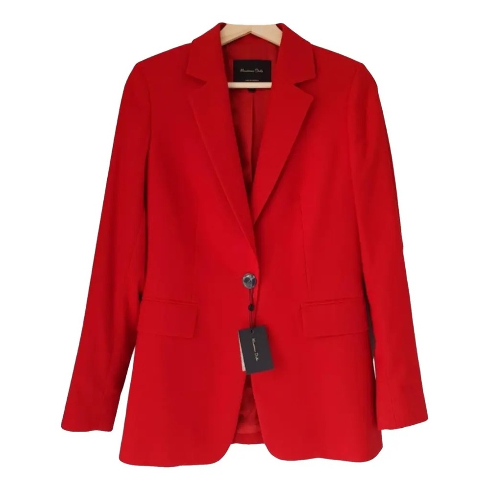 Mango Red Single-Button Blazer